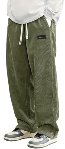 Pantalon Homme Hiver, Pantalon Velours Homme Côtelé Kirakuco Pantalons Japonais Taille Elastique Grande Taille Hiver Jogging Baggy Sweatpants Sportswear Sport Chino Confortable