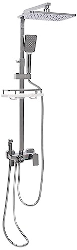 Repomanda, Duschsystem Thermostat, Duschpaneel mit 4 Auslässen, Edelstahl Regendusche, Wandmontage Duscharmatur für Badezimmer, 70-115cm Verstellbar, Inklusive Handbrause