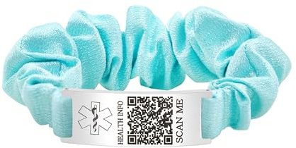 Uloveido Dynamisches QR-Code-Haargummi-Armband für Frauen, editierbares medizinisches ID-Armband, scannen, um Notfall- und Gesundheitsinformationen ohne Anmeldung zu aktualisieren, elastischer