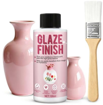 Vernice Trasparente Lucida, Lucido per Argilla Senza Cottura, 100ml | Sigillante per Gesso Ceramico, con Pennello, Effetto Smalto Lucido, Brillantezza Duratura, Resistente All'usura e ai Graffi