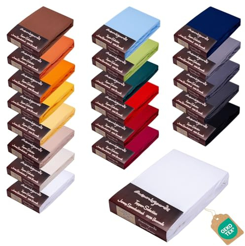 AVANTGARDE Premium Topper - Spannbettlaken - 180x200-200x220 cm - extra niedriger Steg - für Boxspringbetten - Topperauflage - Spannbetttücher Jersey Baumwolle, Oeko-TEX (01 Weiss)