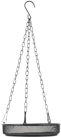 HYTROVE Outdoor Hanging Bird Feeder Black Colour for Small Birds and Canaries, Steel Construction with Chain Sturdy No Deformation Design for Garden and Yard Feeding