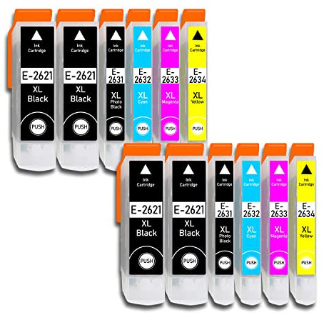 E 26XL Druckerpatronen Kompatibel/Ersatz für Epson Expression Premium XP-510, XP-520, XP-600, XP-605, XP-610, XP-615, XP-620, XP-625, XP-700, XP-710, XP-720, XP-800, XP-810, XP-820 (12er)