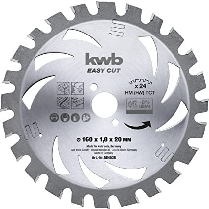 kwb Lame de scie circulaire 184 x 20 mm, Made in Germany, facile à manier, spécialement pour les machines sans fil, lame de scie universelle pour les métaux, le bois et les matières plastiq