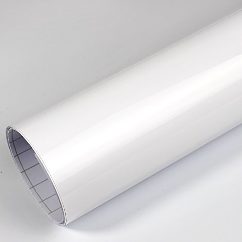 Rapid Teck® 5,26€/m Premium Glanz Weiß - 1m x 1,52m - Blasenfrei mit Luftkanälen - Auto Folierung - Car Wrapping Folie - Schwarze Folie Auto