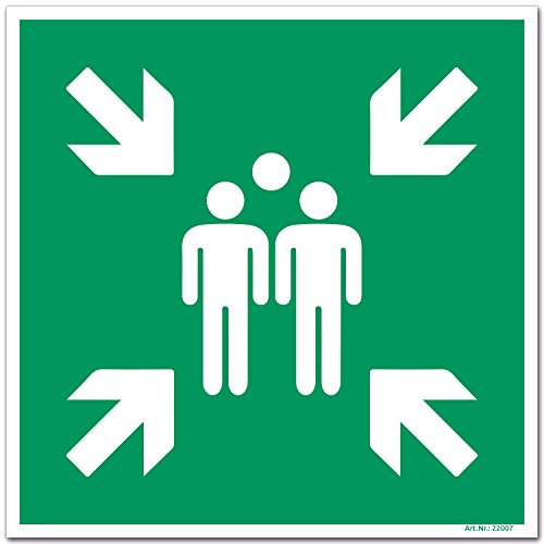 Schild Sammelstelle Rettungszeichen ASR A1 3 BGV A8 DIN ISO 7010 Hinweisschild 300x300 mm stabile Aluminiumverbundplatte 3mm stark inkl 4 Eckbohrungen