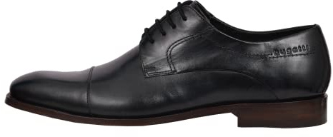 bugatti Homme Chaussure basse business en cuir, Derby avec finition bicolore et semelle intérieure souple, Bleu Foncé, 41 EU