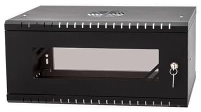 Stalflex Armoire Rack 19 4U, 450mm, Porte en Verre, Noir RC19-4U-450GB