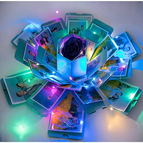 Kreative Explosionsbox – Geschenkbox Scrapbook DIY Fotoalbum Box für Geburtstag, Jahrestag, Valentinstag, Hochzeit (Upgrade-Version) Blau