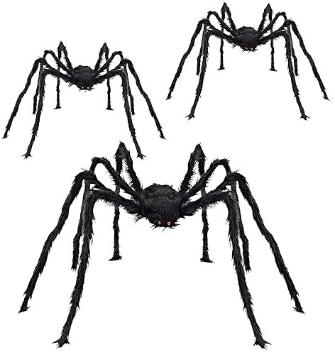 CHBOP 3 groß 150cm 90cm 90cm Gruselige Spinnen Set Halloween Spinnen Riesenspinne Halloween Horror Deko schwarz