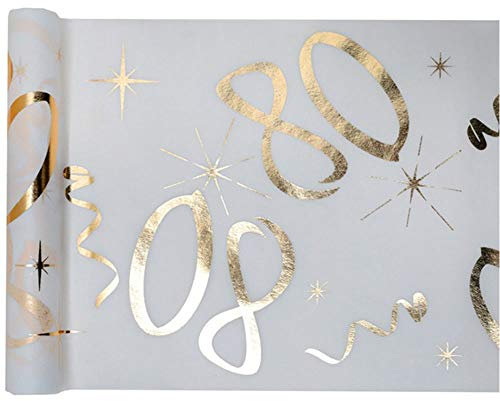 WOOOOZY Tischläufer 80. Geburtstag Metallic, 5m x 30cm
