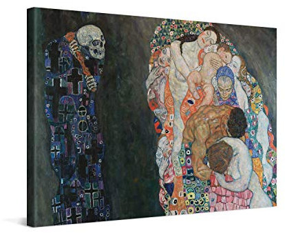 PICANOVA – Death And Life 60x40cm – Premium Leinwanddruck – Kunstdruck Auf 2cm Holz-Keilrahmen Für Schlaf- Und Wohnzimmer – Kollektion Gustav Klimt