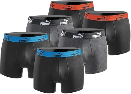 PUMA Herren Boxershorts 6er Pack Limited Edition New Black Anthracite S