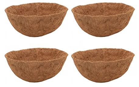 Set Of 4 Natural Coco Hanging Basket Liners Cupped Shaped Coco Liner For A 12 Inch Basket