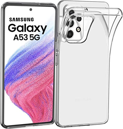 Klar Silikon Hülle für Samsung Galaxy A53 5G Transparent Ultra Dünne klare weiche TPU Handyhülle Flexible Crystal Clear Case Cover Bumper Rückseite