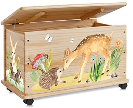 Farbklecks-Collection Spielzeugkiste Waldbewohner - Spielzeugkiste Holzkiste Kinderzimmer Deko personalisierbar