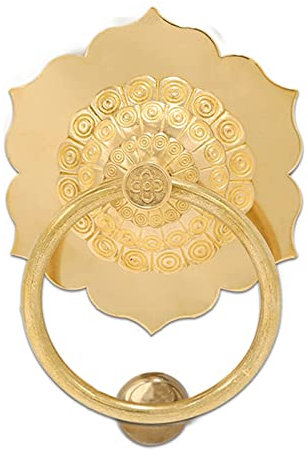 Samnuerly Blumenförmiger Türklopfer aus Messing, Retro-Bronze, rostfreier Türgriff für Hinterhof, Holz, Haustür, Veranda, Heimdekoration, Zubehör (Größe: 12,8 cm, Farbe: Bronze-Messing) (Golden 16 cm