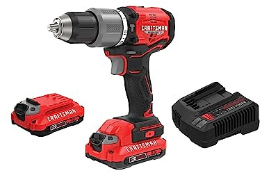 CRAFTSMAN V20 Cordless Hammer Drill Kit, 1/2 inch, 2 Batteries and Charger Included (CMCD732D2)