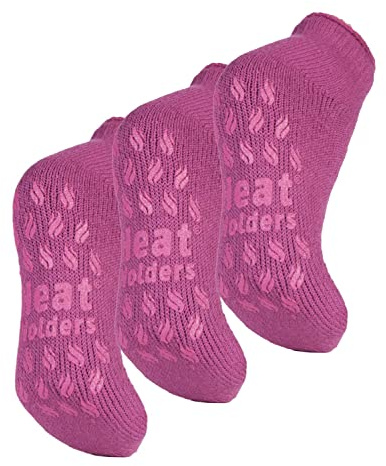 HEAT HOLDERS 3 Pair Multipack Ladies Ankle Slipper Socks Womens Fleece Low Cut Fluffy Socks with Grippers