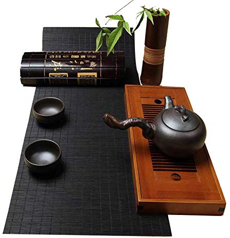 ALPATH Tischläufer Retro Schwarzer Bambus Gewebter Tischläufer, Wärmeisolierung des Japanischen Stils/Waschmaschinen -tischsemat Für Kaffee Esstischmatte , Wischen Sie Sauber(Size:30×100cm)