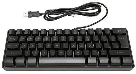 PUSOKEI 60% Mechanical Gaming Keyboard, Ultra Thin RGB Backlight USB Wired, 61 Keys Ergonomic Compact Keyboard for Gaming PC - Black