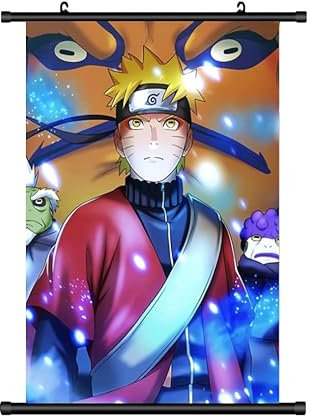 Großes 60x90CM Naruto Kakemono Rollbild | Anime Manga Stoffposter Wallscroll Poster | Wanddeko Geschenk | Naruto Sage Mode