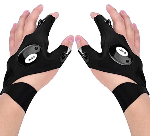 Tukeoo Idee Cadeau Saint Valentin Pêche Gants LED, Cadeau Homme Original Réutilisable Gants Lamp Gadget Insolite Utile Résistant à l'eau Cadeau Anniversaire Pour Papa Noel Fete des Peres