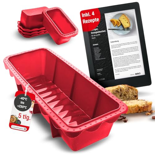 Coolinato Lot de 3 moules ronds en silicone, 16, 20 et 26 cm, gris, pour la cuisson de gâteaux et de desserts, avec 4 recettes (rouge, moules à caisses)