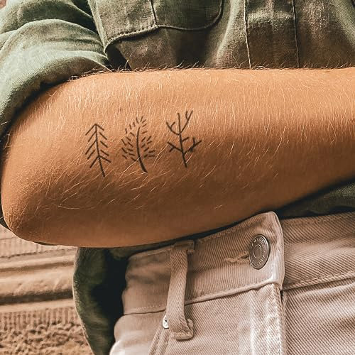 Inkster Tattoo - Drei kleine Bäume Tattoo | Temporäres Tattoo mit EU-Kosmetikzertifizierung | wasserfest + vegan | revolutionäres 2-Wochen-Tattoo | Fake Tattoos und Klebetattoos für Erwachsen