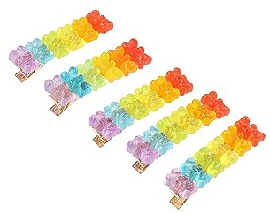 Bunte Gummibärchen-Haarspangen, Bonbonfarben, Cartoonbär-Haarspange, Haarspange, Harz, Tier-Haarnadel, Haarschmuck für Frauen und Mädchen, Schmuck, Geschenk, 5 Stück