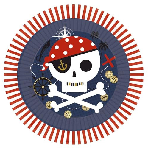 Amscan 9919493-66 Treasure Island Pirate Party Paper Plates
