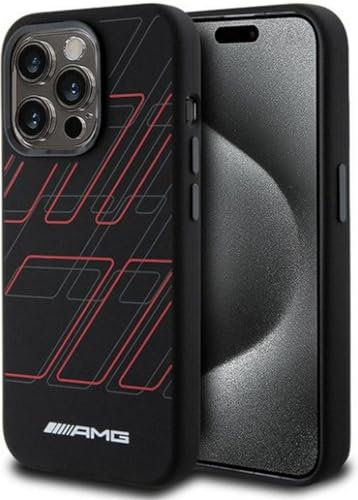 AMG AMHMP15X23SSPK Hülle für iPhone 15 Pro Max 6.7 Schwarz hardcase Silicone Large Rhombuses Pattern