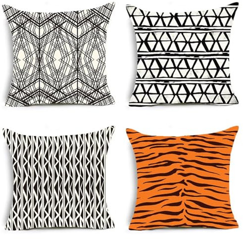 Foyaya Kissenbezug 80x80cm 4er-Set, Orange Kissenbezüge, Dekokissen Extra groß, Pillowcases Outdoor Sofa Kissen für Gartenlounge Wohnzimmer Schlafzimmer YG-667