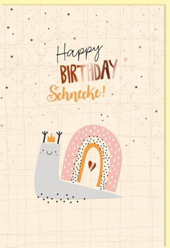 Skorpion Geburtstagskarte: Süße Schnecke mit Herzchen auf Zuckerrohrpapier – Pastell Beige & Rosa für Jung und Alt - mit Umschlag
