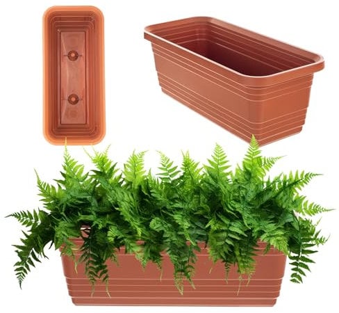 KADAX Fioriera da balcone, in plastica, resistente alle intemperie, per la coltivazione di fiori, erbe e piante (rosso mattone, 40 cm), K9970