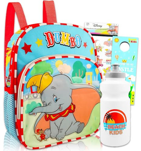 Disney Dumbo Mini-Rucksack-Set für Kinder – Paket mit 30,5 cm Dumbo-Rucksack mit Wasserflasche, Tattoos, mehr, Disney Dumbo-Rucksack-Set für Jungen, Mädchen, Dumbo Rucksack, Dumbo Mini Backpack Set,