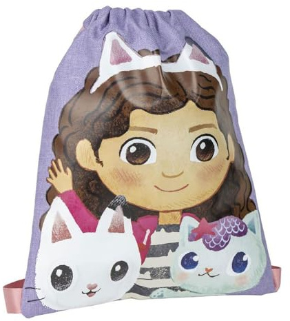CERDA GROUP CERDÁ LIFE'S LITTLE MOMENTS Unisex Kinder Schulbeutel Gabby's Dollhouse Rucksack mit Kordelzug, Lila