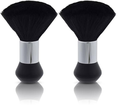 UILYNIU 2 Pièces Brosse de Cou de Coiffure, Brosse de Barbier, Brosse Plumeau, Brosse de Coiffeur, Coiffure Nettoyage, Plumeau de Cou, Brosse à Cheveux pour Salon, Barbier, Coiffeurs (Noir)