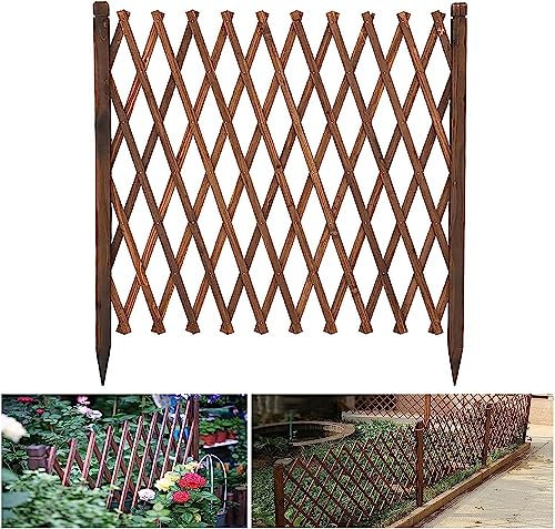 Holzzaun, freistehende Teleskop-Gitterelemente für den Außenbereich, Zaunelement zur Verwendung als Heimdekoration/Gartengitterdekoration/Haustierzaun (100 x 200 cm)