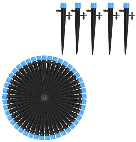50 Stücke 360 Grad Einstellbare Bewässerung Sprinkler, Sprühregner mit Barb Verbinder & Micro Drip Rohrhalter - für Garten, Gewächshaus und Topfpflanzen - Kompatibel mit 4/7mm Schlauch