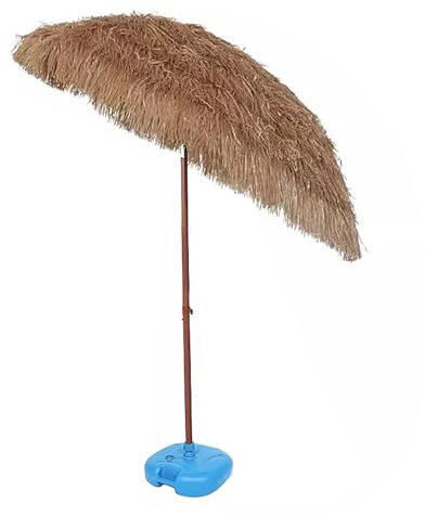 Sonnenschirm Terrasse mit Ständer Stroh Strandschirm Balkonschirm Neigbar und Höhenverstellbar Geeignet für Terrasse Garten Strand und Pool(Color:Natural D,Size:280CM)