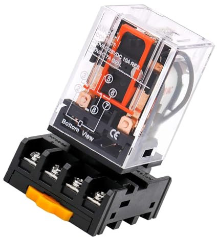 Binghe Rele 220v, Piccolo relè, Relè a doppio scambio,Relè di uso MK2P-I AC 220V bobina DPDT 8 pin con il suo zoccolo plug-in PYF83A Doppio contatto di scambio