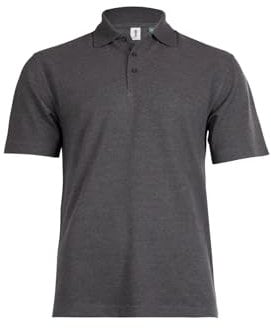 NY Deluxe Edition Mens Polo Shirts Short Sleeve Premium Regular Fit Pique Work Casual Plain Top (UK, Alpha, L, Regular, Regular, Charcoal)