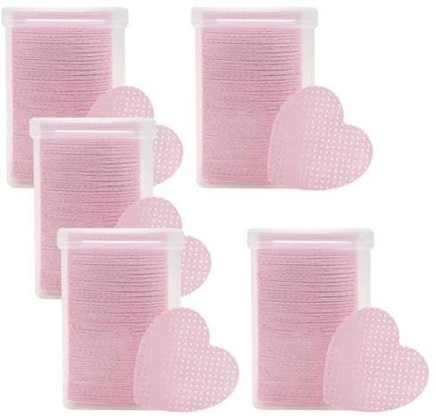 1000 Pcs Heart Non Woven Nail Wipes Lint Free Nail Polish Remover Pads Eyelash Extension Glue Wipes Gel Nail Care Wipes Lash Glue Clean Pads with Box Pink