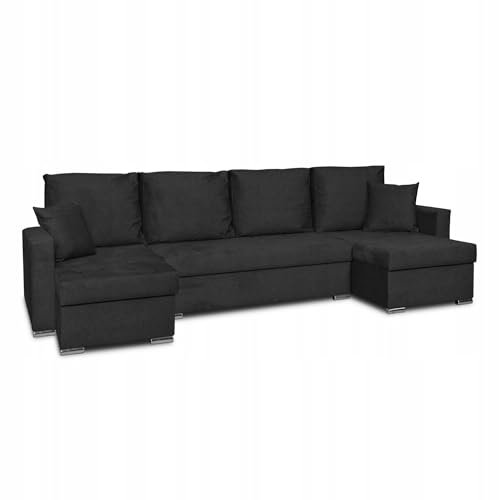 Family Meble Ecksofa, Modell Bella Big, mit Schlaffunktion, Freistehendes, Ausklappbares, Behälter für Bettwäsche, Strapazierfähiges Material, Schmutzabweisend, für Wohnzimmer, Schlafzimmer, Angel 17