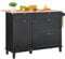 VEVOR Kitchen Island Cart, 50 Wood Top Breakfast Bar with Trash Cabinet Tilt Out 10 Gallon Storage, Farmhouse Dining Living Room Table with Drop Leaf, Towel Bar, Drawer, Black