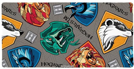 Harry Potter Grand tapis de souris de jeu stylisé avec bords cousus, base antidérapante pour joueur, maison et bureau, 80 x 40 cm