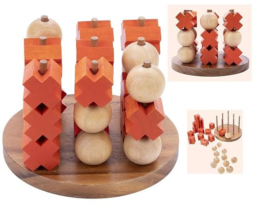 Engelhart - 350420 - Tris 3D (Tic Tac Toe 3D) – Gioco in legno di logica ecologico – 2 giocatori – Cofanetto in legno taglia L – Gioco familiare
