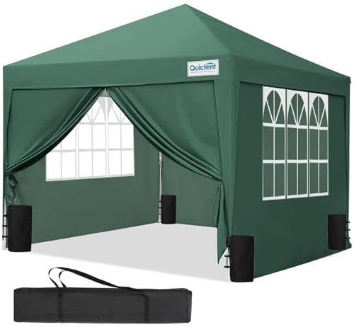 Quictent Pop Up Canopy Gazebo with Removable Sidewalls, Adjustable Height Event Shelter, 3x3m (10x10ft) Portable Tent for Garden Party, Camping, Green