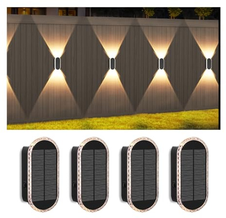 A.bigwhale Solar Lampen für Außen, Solar Wandleuchte Aussen, Außenwandleuchten Led Gartenleuchten Beleuchtung, Wasserdichte Solarleuchte für Zaun Wand Terrasse Garten Balkon Deko (4 Stück)